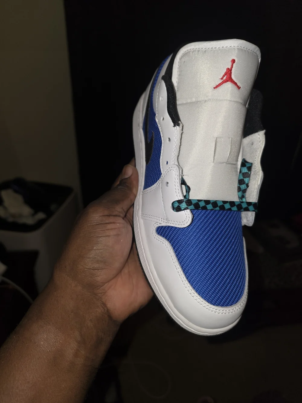 Nike Air Jordan Low-Top Sneaker in White & Blue